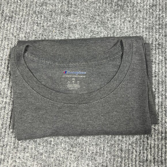 Champion Authentic Athleticwear T-Shirt Men XL Gray Logo Spellout &‎ Sleeve Top - Picture 8 of 8